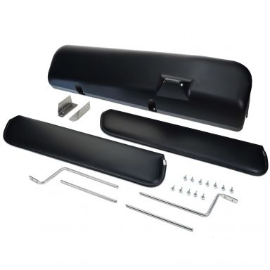 Black Wiper Motor Cover & Sun Visors with Rods, 69-77 Ford Bronco